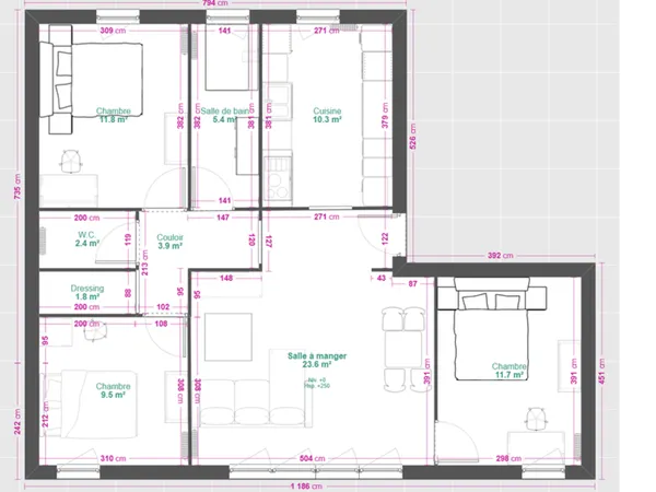? Appartement 3 chambres de 72 m² à Hellemmes-Lille
