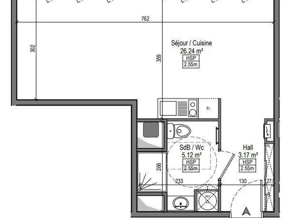 Studio 1 pièce 34 m²