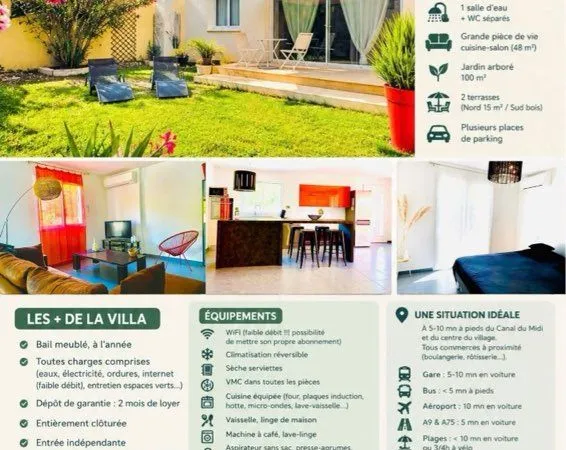LOCATION VILLA MEUBLÉE toutes charges incluses