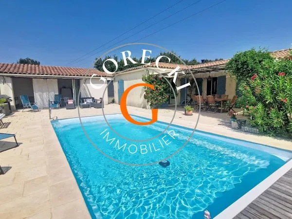 Proche Uzès, agréable villa avec piscine, pool-house, garage atelier de 50 m2