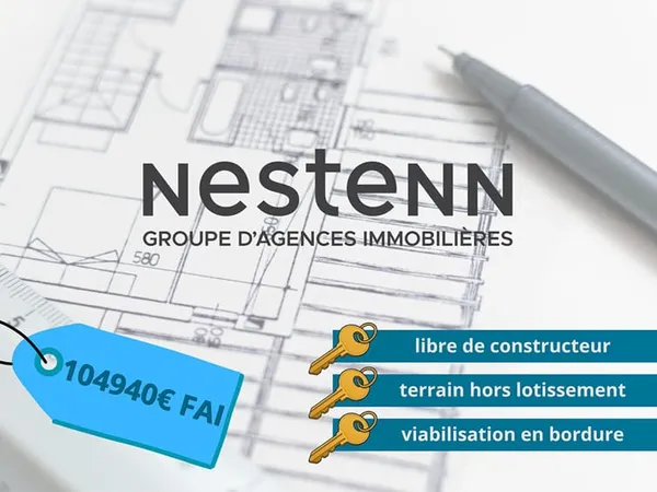 Terrain libre de constructeur - viabilisé et hors lotissement - 450m² ; Languidic