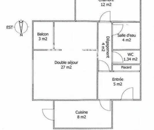 Appartement 3 pièces 61 m²