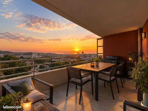 T4 de 102 m² vue mer spectaculaire - très lumineux - climatisé - 2 grandes terrasses- nombreux range