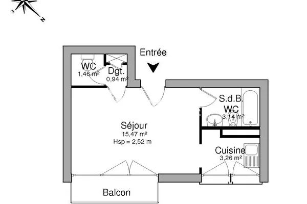 Appartement 1 pièce 23 m²