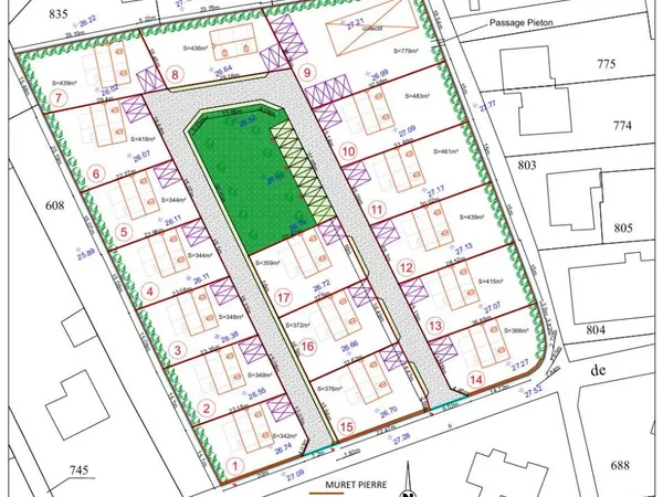 Terrain en individuel 372 m²