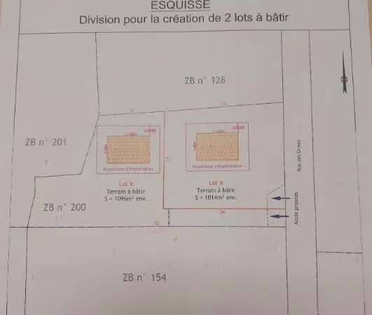 Terrain 1096 m²