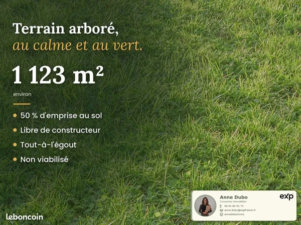 Terrain 1100 m² Salles