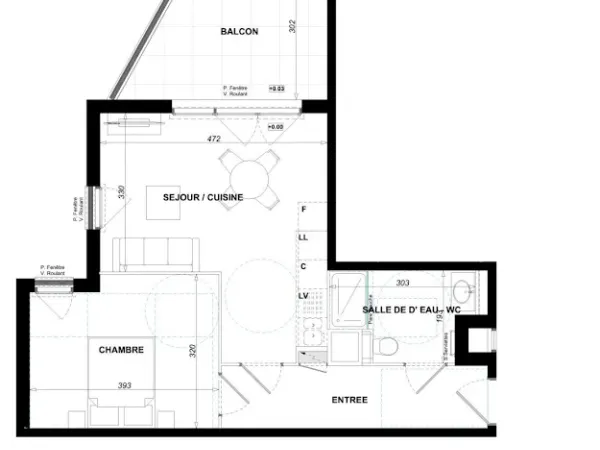 Appartement 2 pièces 44 m²