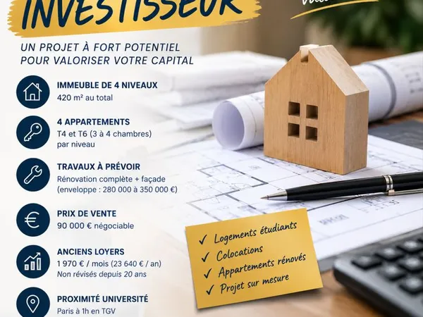 IMMEUBLE DE 420m2-OPPORTUNITE INVESTISSEUR - 90 000 euros negociabe
