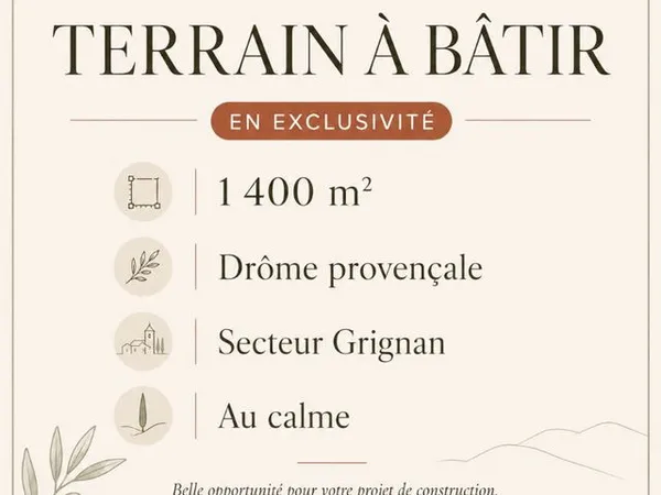 Terrain 1400 m² GRIGNAN