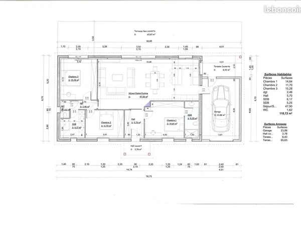 Maison neuve 3 chambres sur Terrain de 570m²