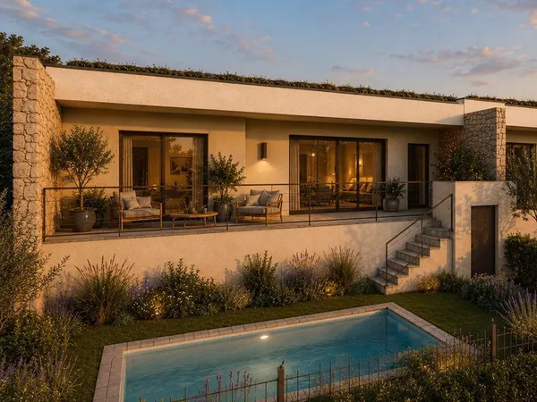 Villa contemporaine de plain-pied avec toiture végétalisée 3 ch