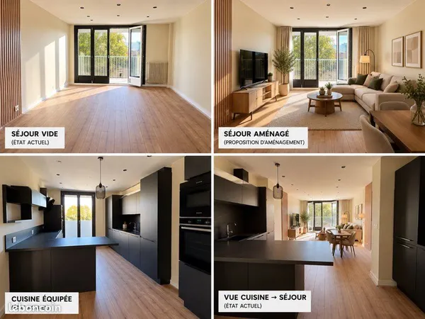 Appartement T4 en état élevé avec grands balcons, et vue dégagée, rénovation haut-de-gamme, Lyon 7 Z