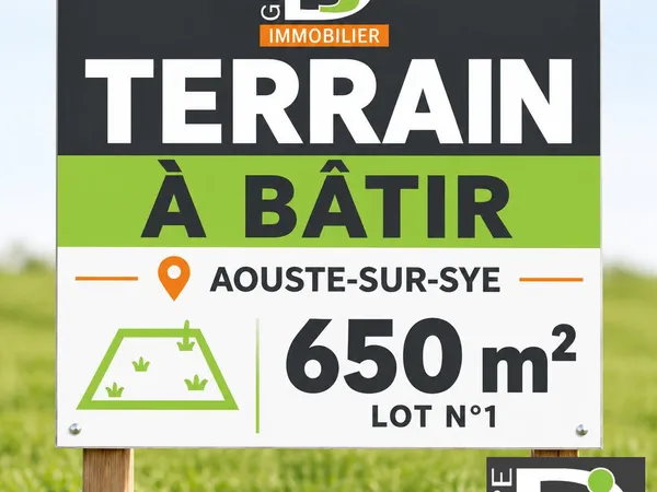 Terrain plat à bâtir de 650m2 à Aouste sur Sye