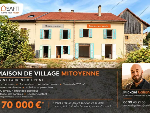 Maison 90m²/Hab, avec jardin, 3 chambres et bureau