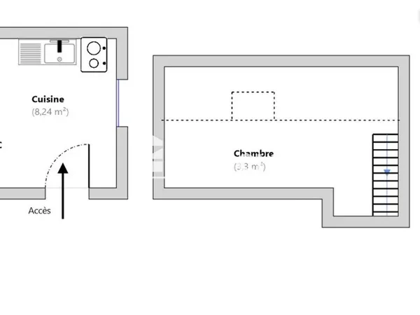 Studio 1 pièce 14 m²