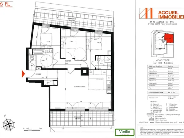 Appartement 4 pièces 88 m²