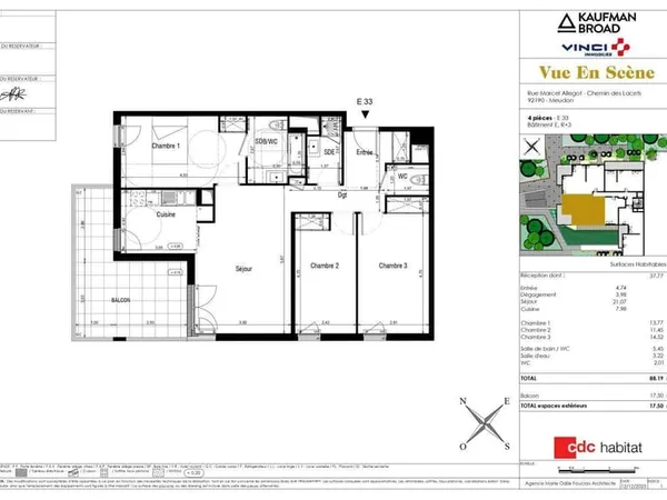 Appartement 4 pièces 88 m²