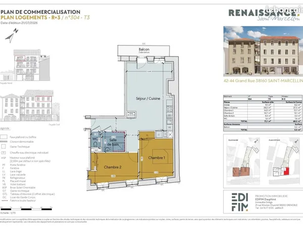 Appartement 3 pièces 69 m²