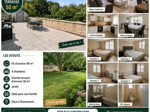 Location d'une maison de 90 m2 avec terrasse et jardin