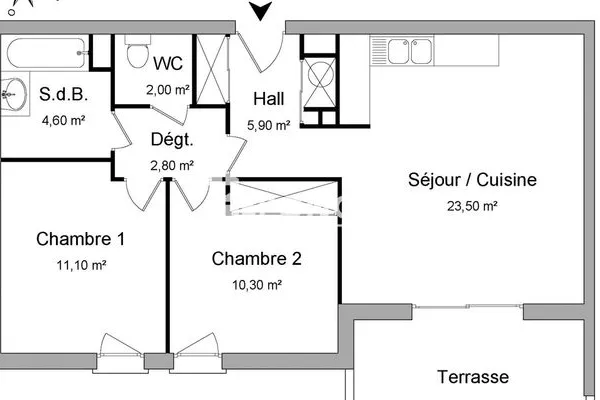 Appartement 3 pièces 60 m²