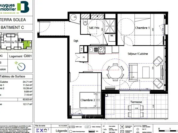 Appartement 3 pièces 63 m²