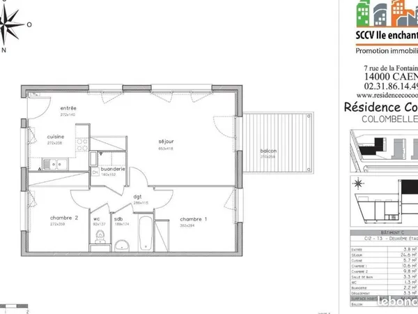 À louer - Appartement T3 de 64,6 m² avec 2 places de parking à Colombelles