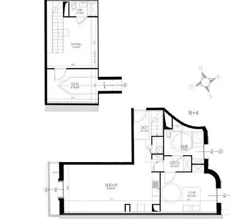 Appartement Duplex 80m2 en étage élevé