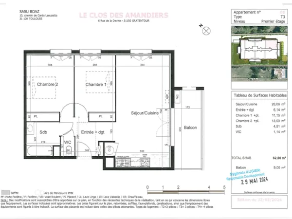 Appartement 3 pièces 62 m²
