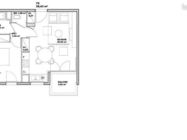 Appartement 2 pièces 39 m²