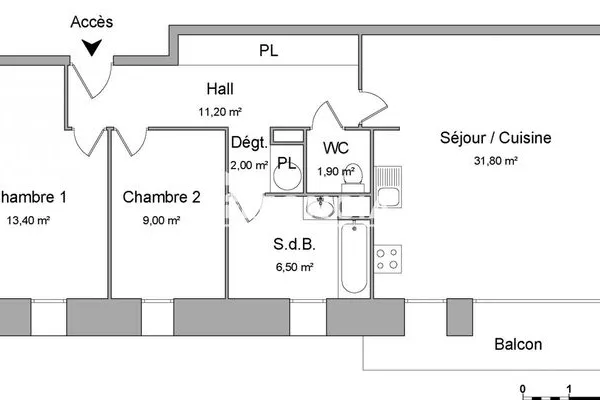 Appartement 3 pièces 76 m²