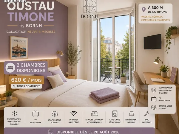 Coliving rénové & tout équipé - 300 m de la Timone