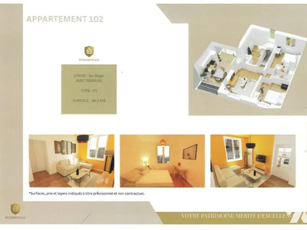 Appartement 3 pièces 44 m²