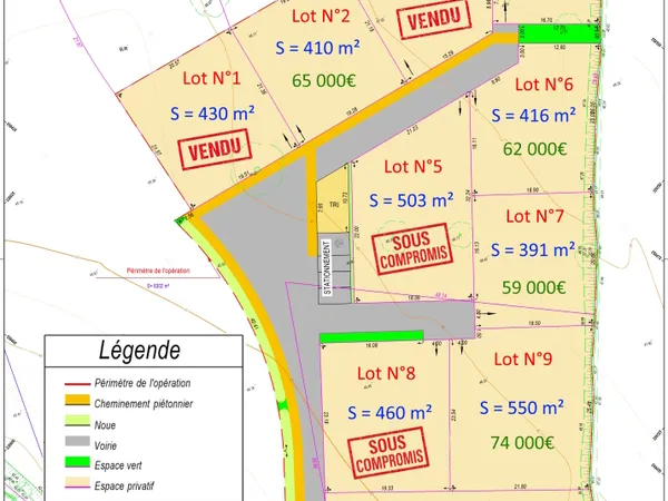 Terrain en lotissement 391 m²