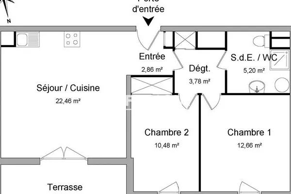 Appartement 3 pièces 57 m²