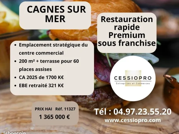 Restauration, restauration rapide 201 m² Cagnes-sur-Mer
