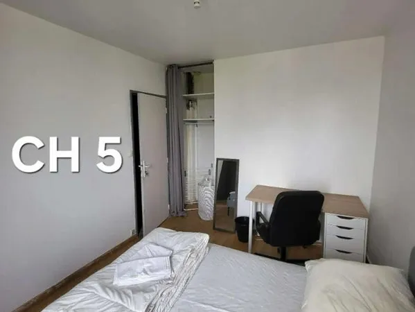 Colocation meublée 5 chambres 86m² avec balcon