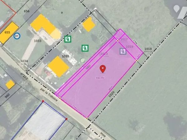 Terrain constructible 1285 m²