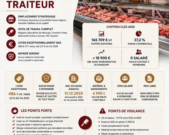 Boucherie, charcuterie, traiteur 100 m² SAINT FERREOL D AUROURE