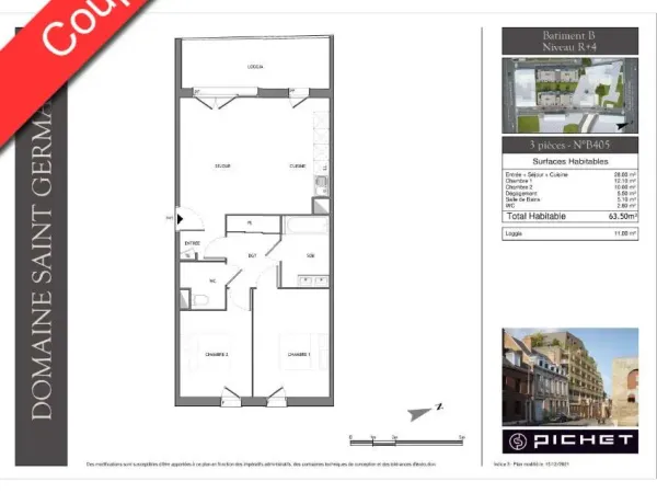 Appartement 3 pièces 64 m²