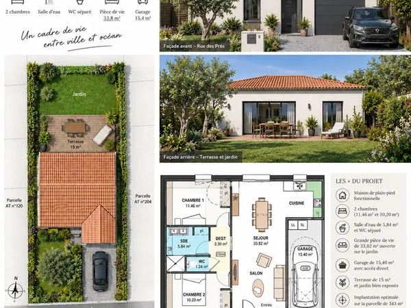 Maison neuve 2 chambres + garage