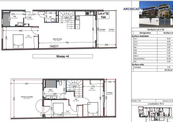 Duplex 4 pièces 90 m²