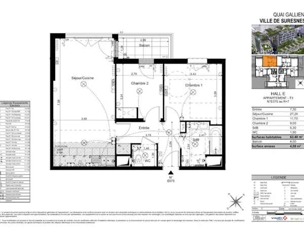 Appartement 3 pièces 62 m²