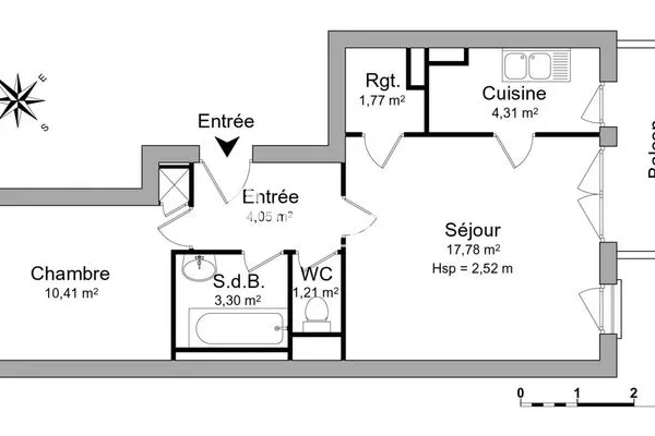 Appartement 2 pièces 43 m²
