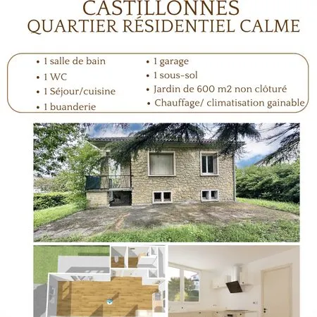 Location maison 3 chambres et jardin - castillonnès