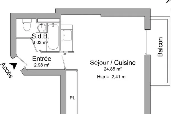 Appartement 1 pièce 31 m²