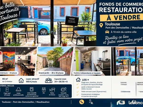 Fonds de commerce restauration - toulouse - jardin 58000e