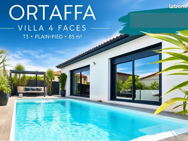 Ortaffa villa plain pied 85m2 2 chambres piscine