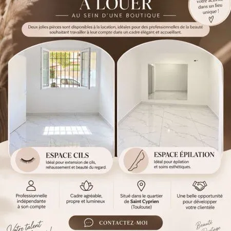 Sous-location de 2 pièces dans une boutique - Prestataires beauté
