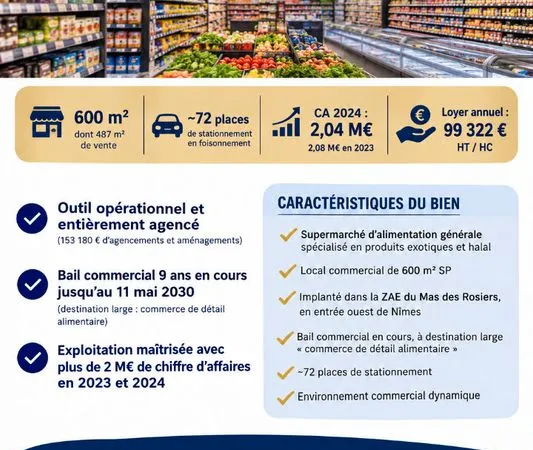 Fonds de commerce, supermarché 600 m² NIMES